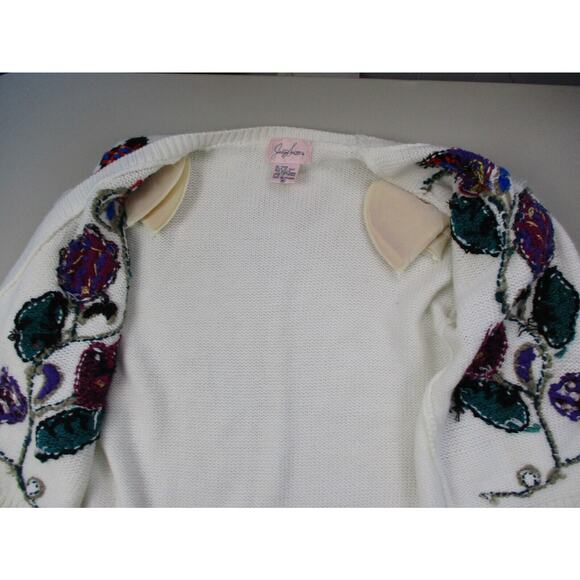 VINTAGE Cottage GrannyCore Cardigan Sweater Medium Embroidered Floral Chunky Y2K - Picture 7 of 13